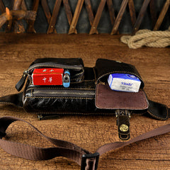 Leather Fanny Pack Mens Waist Bag Hip Pack Belt Bag Bumbag for Men
