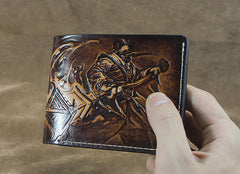 Handmade Leather Tooled Jax Grandmaster at Arms League of Legends Mens billfold Wallet Cool Leather Wallet Slim Wallet for Men