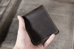 Handmade Leather Mens Cool Slim Leather Wallet Men Small Wallets Bifold for Men