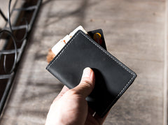 Handmade Leather Mens Cool billfold Wallet Card Holder Small Card Slim Wallets for Men