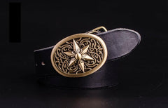 Handmade Genuine Leather Punk Rock Western Country Star of David Mens Cool Men Biker Trucker Leather Belt