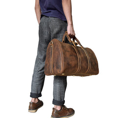 Genuine Leather Mens Cool Weekender Bag Travel Bag Duffle Bags Overnight Bag Holdall Bag for men