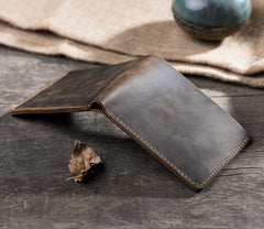 Handmade Leather Mens Cool Slim Leather Wallet Men Small Wallets Bifold for Men