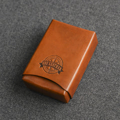 Handmade Beige Leather Mens 20pcs Cigarette Case Cool Custom Cigarette Case for Men - iwalletsmen