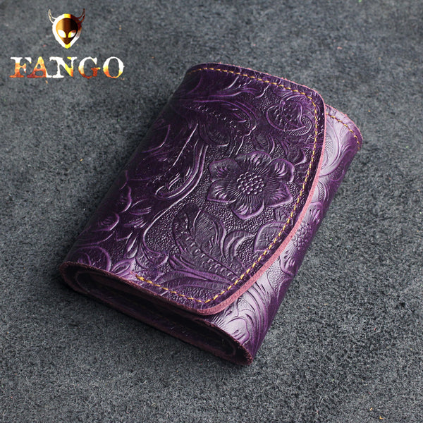 key wallets Purple Leather Wallet for Keys Mens Key Wallet Car Key Wallet Trifold Key Wallet Holder Key Case Wallet
