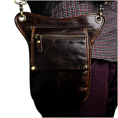 Leather Belt Pouch Mens Cases Waist Bag Hip Pack Belt Bag Fanny Pack Bumbag for Men