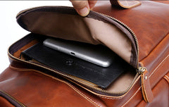 Genuine Leather Mens Cool Backpack Sling Bag Large Black Travel Bag Hiking Bag for men