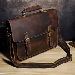Genuine Leather Mens Cool Messenger Bag Briefcase Chest Bag Bike Bag Cycling Bag for men