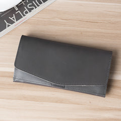 Handmade Leather Mens Clutch Wallet Cool Leather Wallet Long Phone Wallets for Men