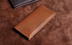 Handmade Leather Mens Cool Long Leather Wallet Clutch Wristlet Wallet for Men
