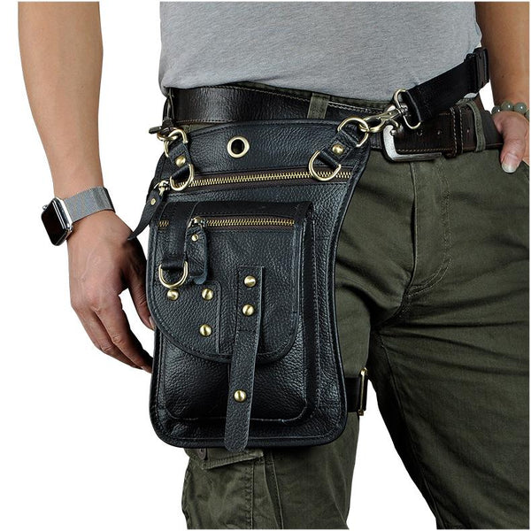 LEATHER MEN FANNY PACK SMALL WAIST BAG HIP PACK BELT BAG BUMBAG FOR MEN - iwalletsmen