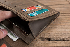 Handmade Leather Mens Travel Wallet Passport Leather Wallet Long Phone Wallets for Men