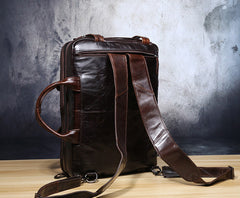 Genuine Leather Mens Cool Messenger Bag Briefcase Backpack Bag Travel Bag for Men