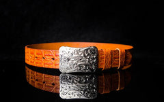 Handmade Leather Genuine Chinese Floral Mens Cool Men Biker Trucker Leather Belt