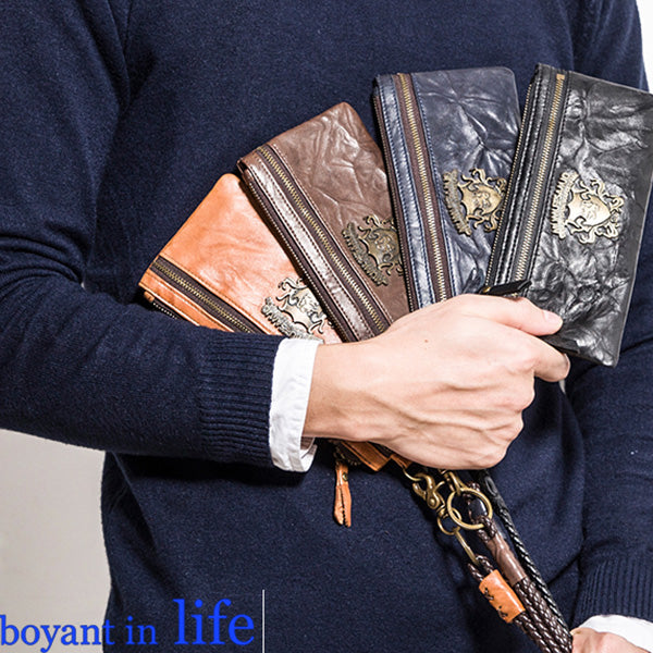 Handmade Leather Mens Chain Biker Wallet Cool Leather Wallet Wrist Wallets for Men - iwalletsmen