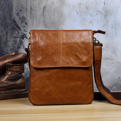 Genuine Leather Mens Cool Small Messenger Bag Square Bag Chest Bag Bike Bag Cycling Bag for men