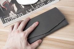 Handmade Leather Mens Clutch Wallet Cool Leather Wallet Long Phone Wallets for Men