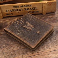 Dragon Leather Mens Wallets Alligator Pattern Cool billfold Slim Bifold Wallet Card Wallet Purse for Mens - iwalletsmen
