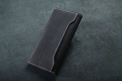 Handmade Leather Mens Clutch Wallet Cool Leather Wallet Long Phone Wallets for Men