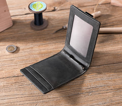 Handmade Leather Mens Cool billfold Wallet Card Holder Small Card Slim Wallets for Men