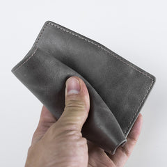 Handmade Leather Mens Cool Slim Leather Wallet Men Small Wallets Bifold for Men