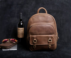 Genuine Leather Mens Cool Backpack Sling Bag Large Black Travel Bag Hiking Bag for men