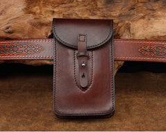 Cool Leather Mens Biker Cell Phone Holster Belt Pouch Side Bag Shoulder Bag for Men - iwalletsmen