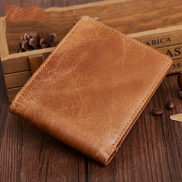 Genuine Leather Mens Wallet Cool billfold Slim Bifold Wallet Card Coin Holder Wallet Purse for Mens - iwalletsmen