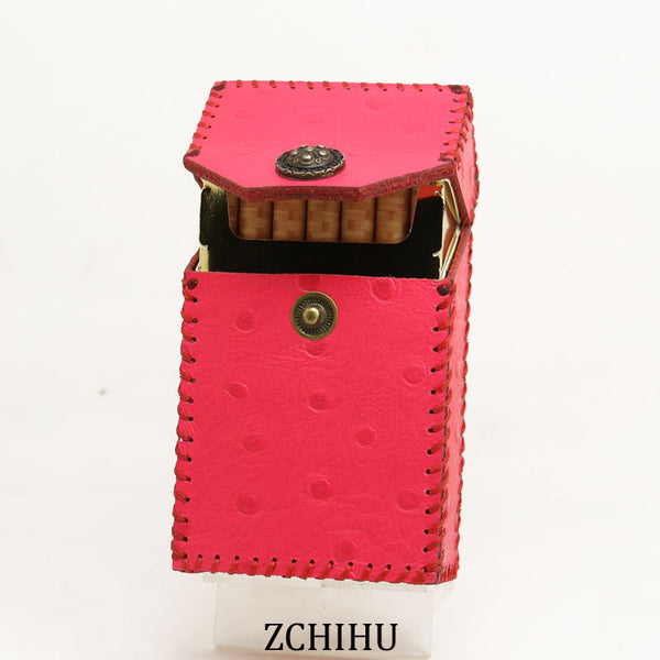 Cool Handmade Leather Womens Pink Cigarette Holder Case for Women - iwalletsmen