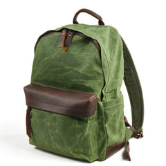 Black Waxed Canvas Satchel Backpack Canvas Mens School Backpack Waterproof Hiking Backpack For Men - iwalletsmen