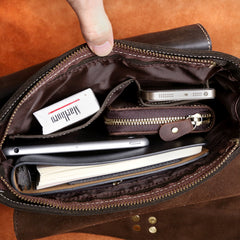 Handmade Leather Mens Cool Messenger Bag Square Bag Chest Bag Bike Bag Cycling Bag for men