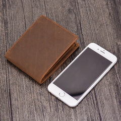 Handmade Leather Mens Cool Slim Leather Wallet Card Wallet Holders Men Small Wallets Bifold for Men