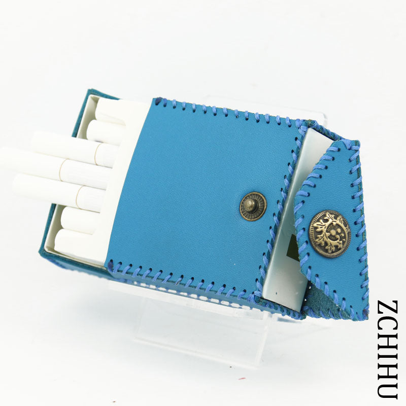 Cool Handmade Leather Mens Blue Cigarette Holder Case for Men - iwalletsmen