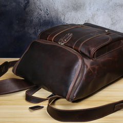 Genuine Leather Mens Cool Backpack Sling Bag Large Black Travel Bag Hiking Bag for men