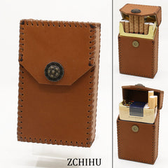 Handmade Leather Cigarette Holder Mens Brown Cool Cigarette Holder Case for Men - iwalletsmen