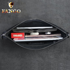 Handmade Leather Mens Clutch Cool Slim Wallet Zipper Clutch Wristlet Wallet for Men