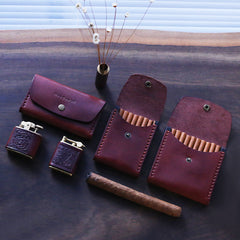 Handmade Wooden Black Leather Mens 20pcs Cigarette Case Cool Custom Cigarette Holder for Men - iwalletsmen