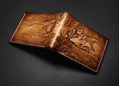 Handmade Leather Tooled League of Legends LOL Vladimir The Crimson Reaper Mens billfold Wallet Cool Leather Wallet Slim Wallet for Men