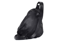 Black Leather Mens Sling Bag Sling Shoulder Bag Sling Backpack for men - iwalletsmen