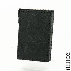 Cool Leather Mens Black Cigarette Holder Case Handmade Engraved Cigarette Holder for Men - iwalletsmen