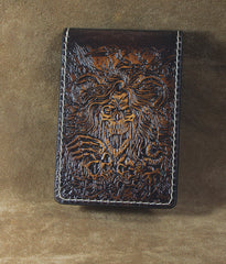 Handmade Leather Tooled Death Metal Deathcore License Wallet Mens Card billfold Wallet Cool Leather Wallet Slim Wallet for Men