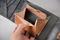 Handmade Leather Mens Cool Slim Leather Wallet Men Small Wallets Trifold for Men