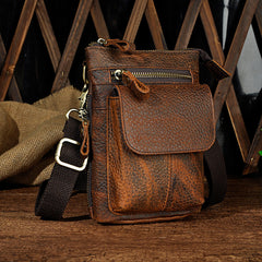 Mens Leather Small Side Bag Waist Pouch Holster COURIER BAG Belt Case Belt Pouch for Men - iwalletsmen