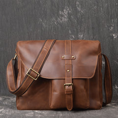 Handmade Leather Mens Cool Small Messenger Bag iPad Bag Chest Bag Bike Bag Cycling Bag for men
