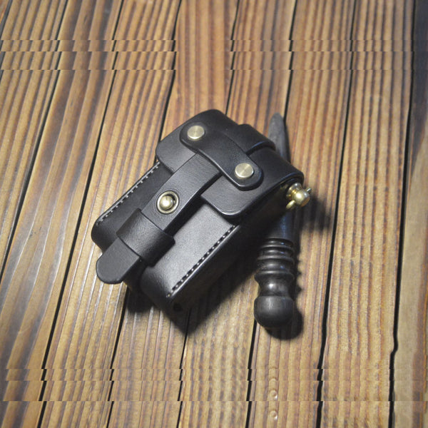 Leather Black Mens Cigarette Case Cigarette Holder Belt Pouch with Belt Loop for Men - iwalletsmen