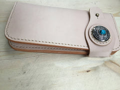 Cool Leather Mens Biker Chain Wallets Handmade Long Biker Wallet with Chain - iwalletsmen