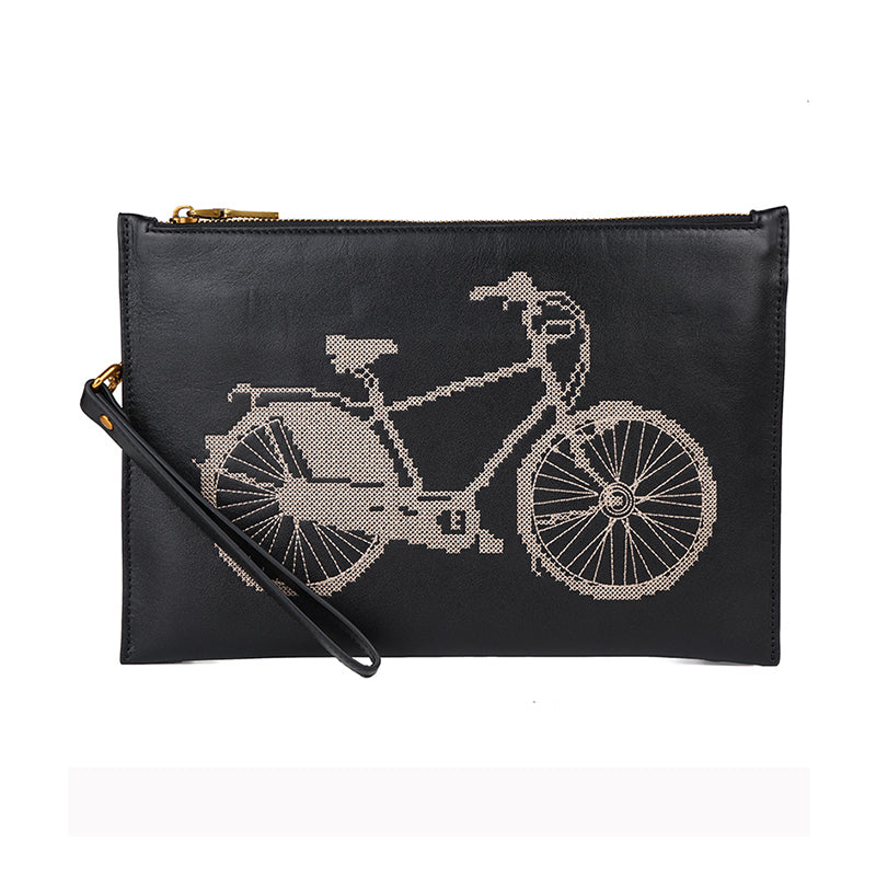 Handmade Leather Mens Cool Embroidery Wallet Zipper Clutch Wristlet Wallet for Men - iwalletsmen