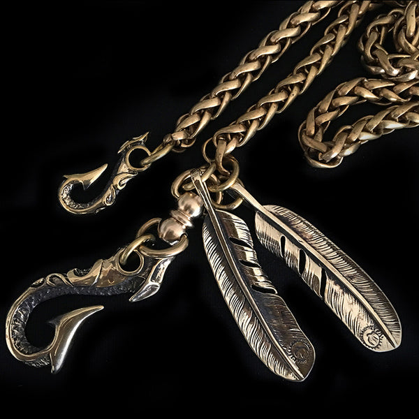 Handmade Leather Brass Metal Wallet Chain Biker Wallet Chain Trucker Chain for Men - iwalletsmen