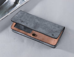 Handmade Leather Mens Clutch Wallet Cool Leather Wallet Long Phone Wallets for Men