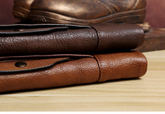 Handmade Leather Mens Cool Long Leather Wallet Card Wallet Clutch Wristlet Wallet for Men